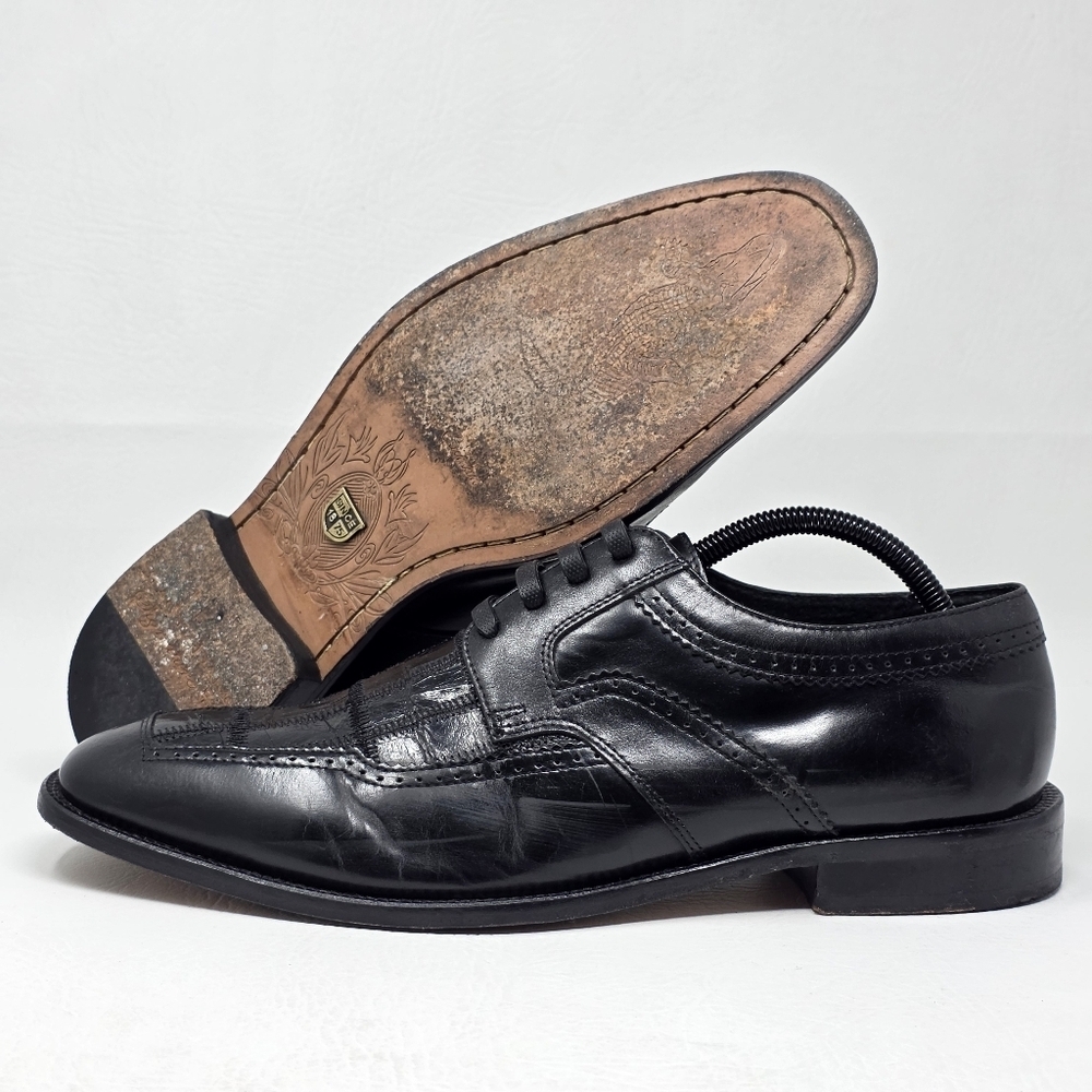 Stacy Adams Men's Size 10.5M Signature Monarch Black Shoes 24525-001 Pre-owned